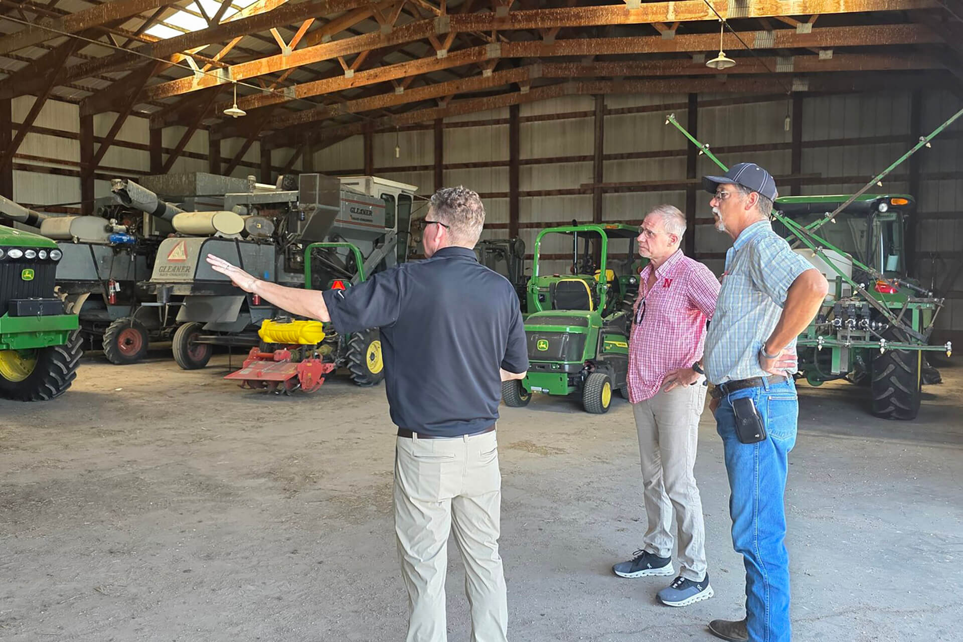 SCAL Farm Manager Mike Schlick and Derek McLean, UNL Dean and Director of the Agriculture Research Division led participants on a tour of SCAL facilities during the IANR Road Scholars tour