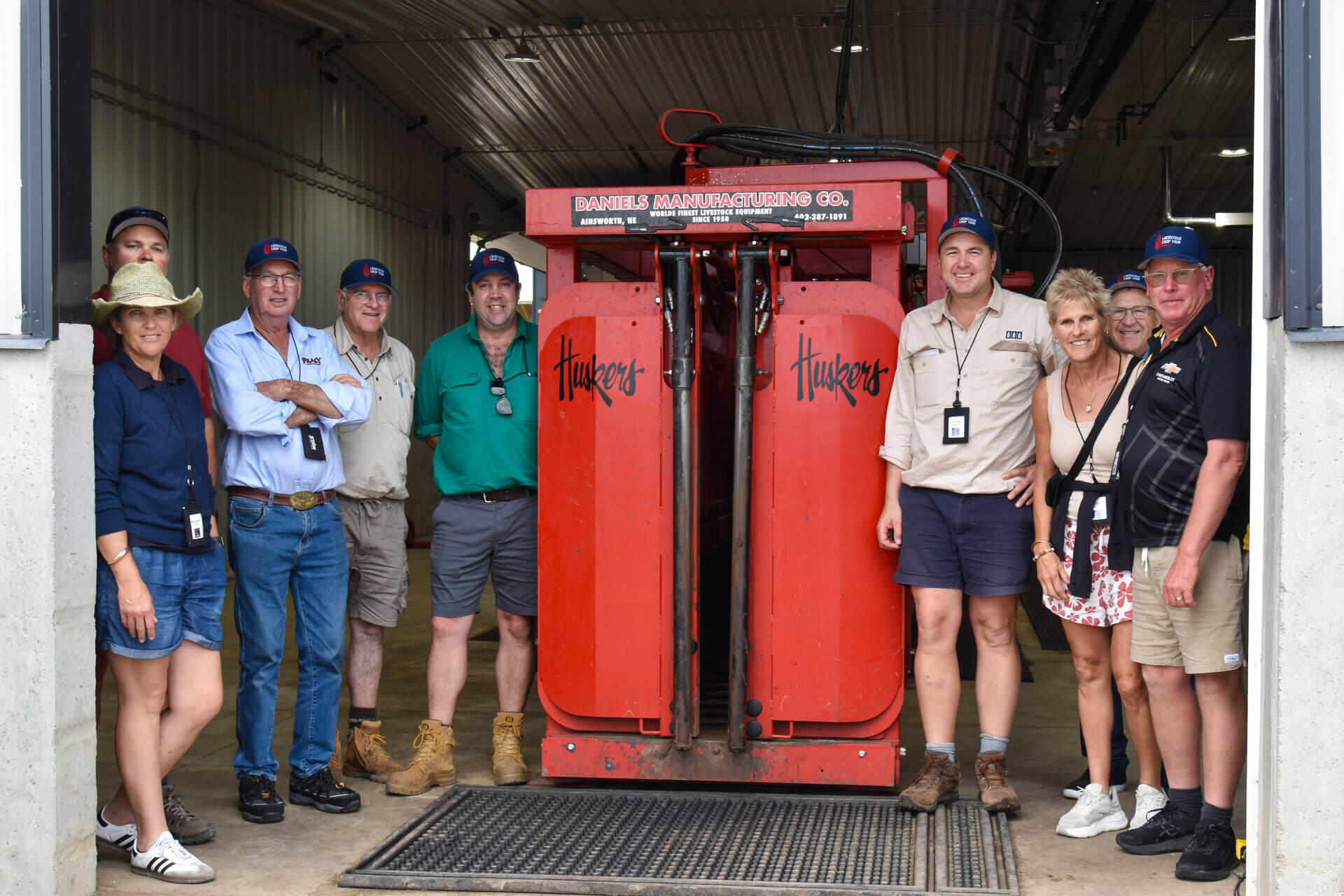 Australian beef producers and commodity group at processing and handling facility. 