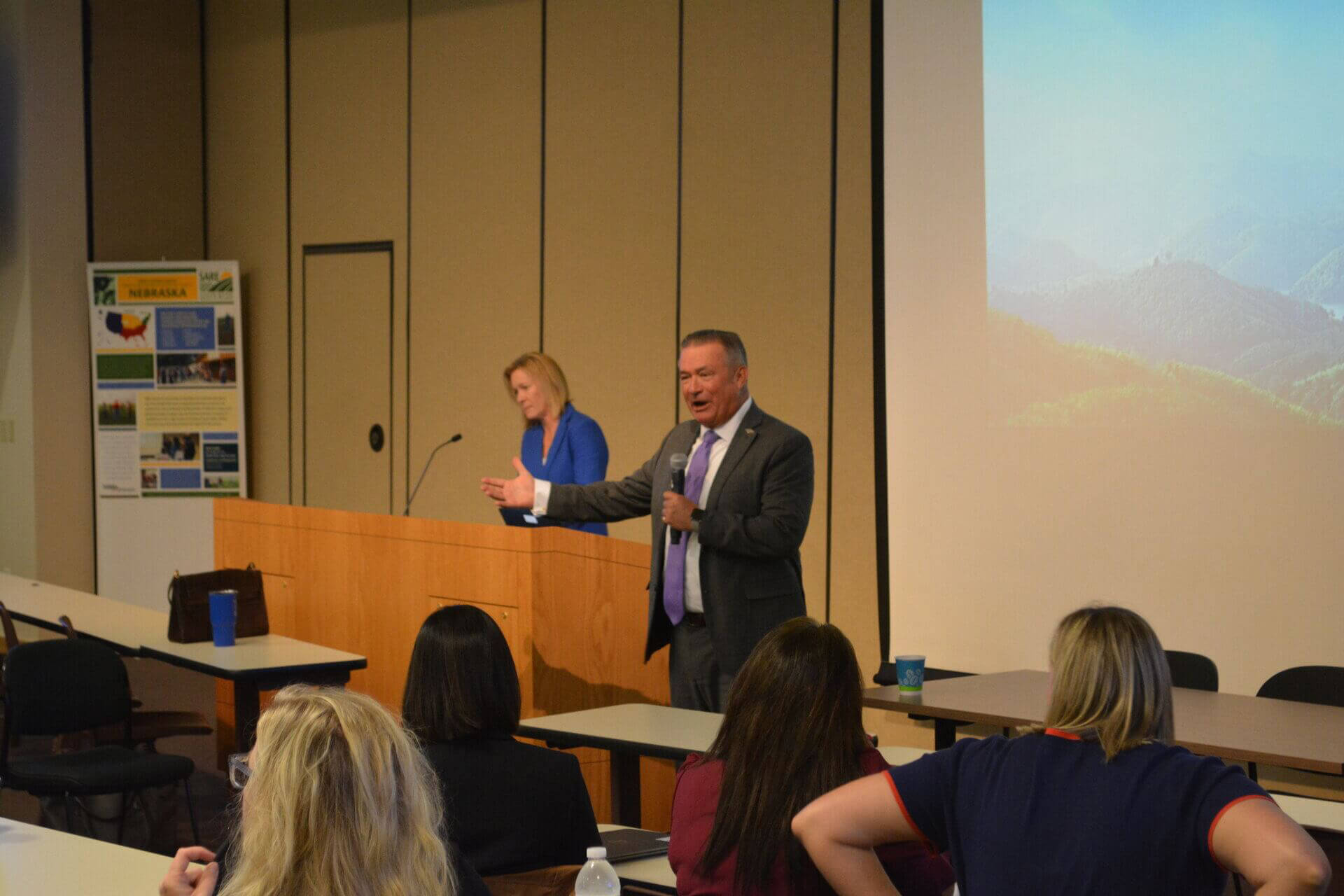 Congressman Bacon speaking at an Saunders County economic development meeting