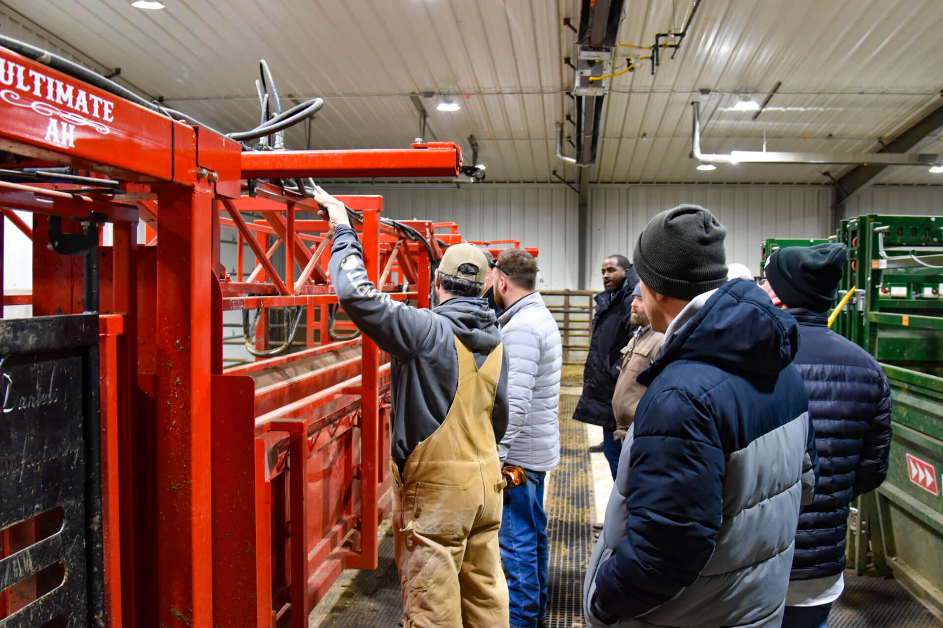 Greater Omaha group touring handling and processing barn