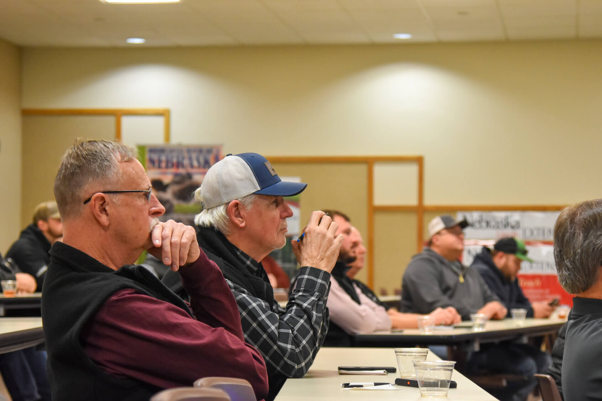 Saunders county Soybean growers listening to presentation at Lunch & Learn event at ENREEC
