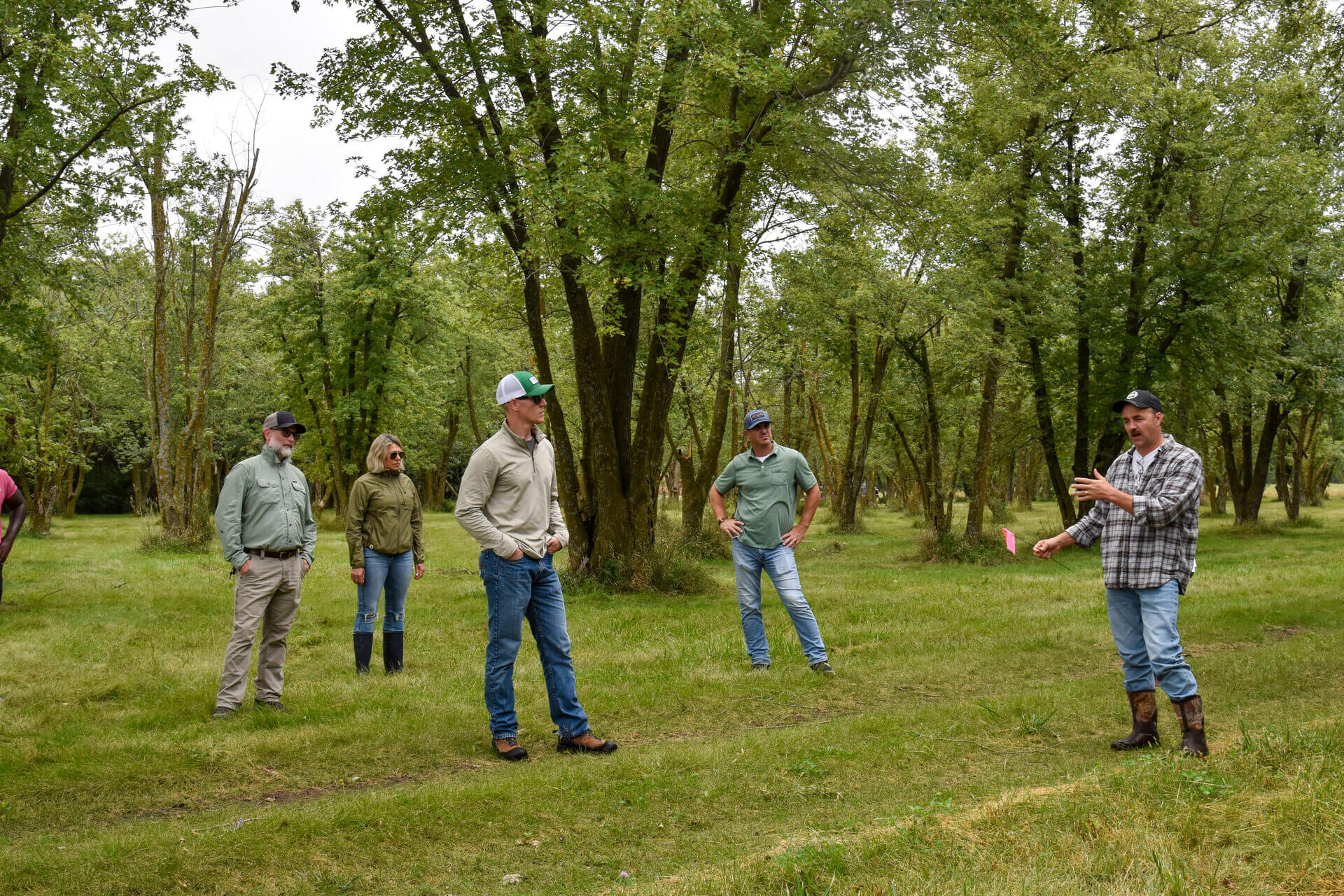 NE forestry group looking at different treelines at ENREEC forestry windbreak