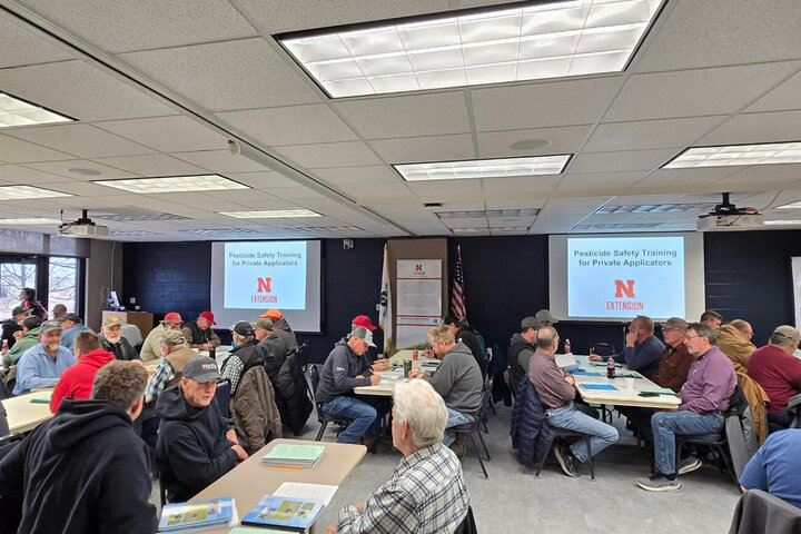 Producers took the opportunity to brush up on their pesticide applicator training and earned certification during the annual training courses at HAL.