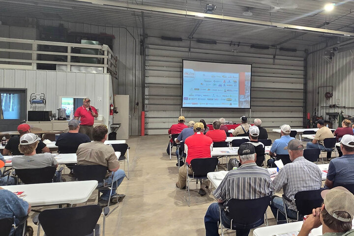 A full house learning during presentations at Soybean Management Field Days at Haskell Ag Lab.