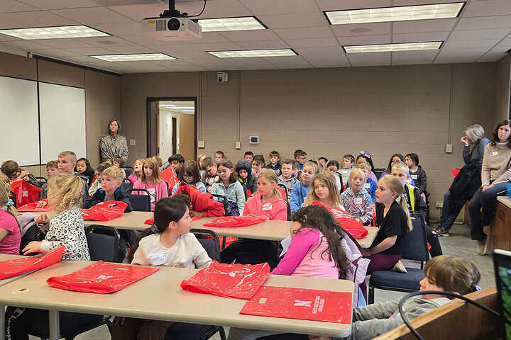 Second grade students learning about all things tree-related during Tree-rific Trees at Haskell Ag Lab.