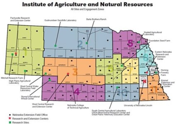IANR Nebraska showing IANR sites and engagement zones